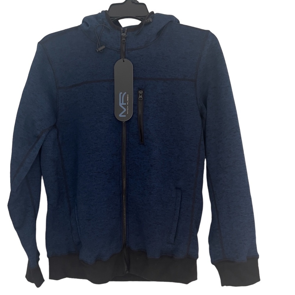 Mack Russo Men’s Size M Full Zip Hoodie Sweater Jacket Blue Thick Pockets NWT